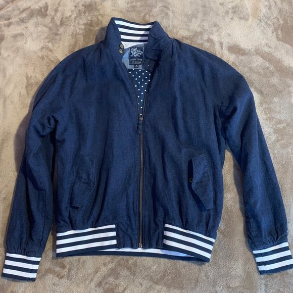 Jachs Other - Jachs NY Navy Blue & White Striped Bomber Military Varsity Collar Jacket (M)
